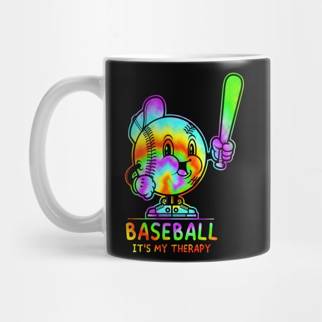 Baseball Its My Therapy Retro Funny Tie Dye Baseball Design by SWIFTYSPADE